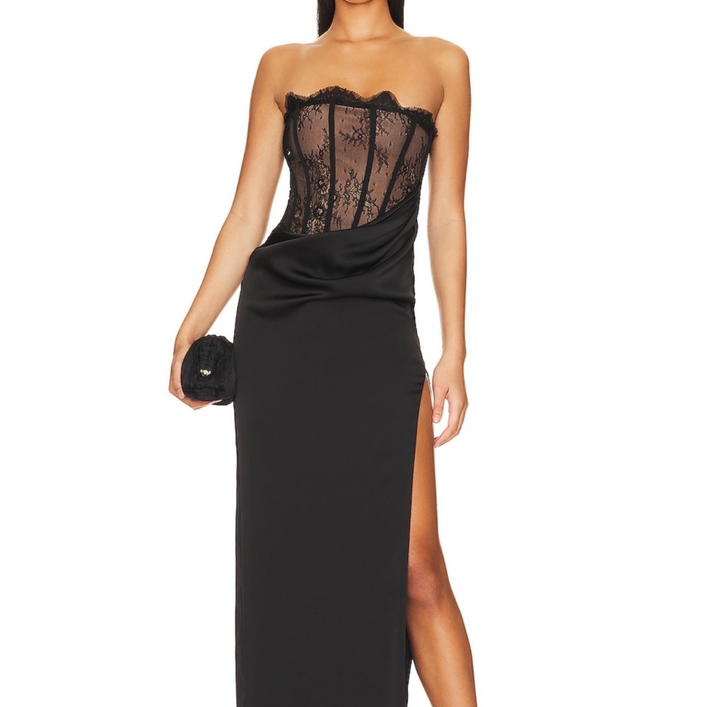 NBD Nalani Black Strapless Lace Dress